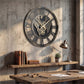 27-Inch Gear Wall Clock with World Map Design