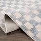 Cream Light Blue Checkered Area Rug