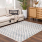 Cream Light Blue Checkered Area Rug