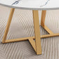 Nordic Round Black Coffee Table with Marble Effect