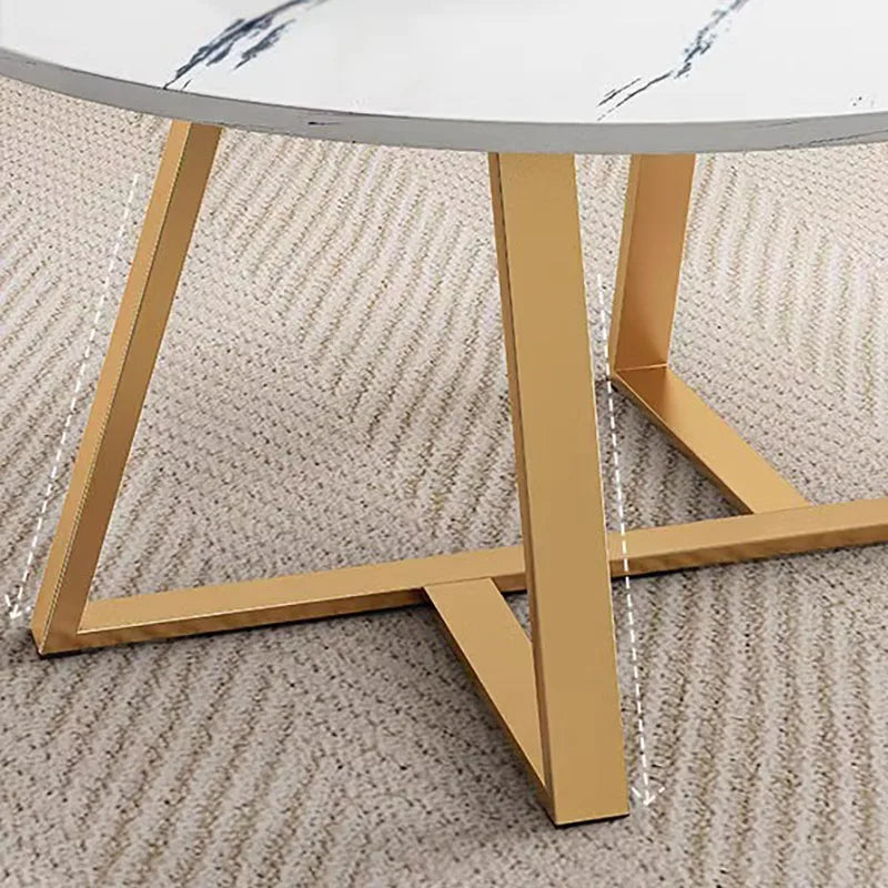 Nordic Round Black Coffee Table with Marble Effect