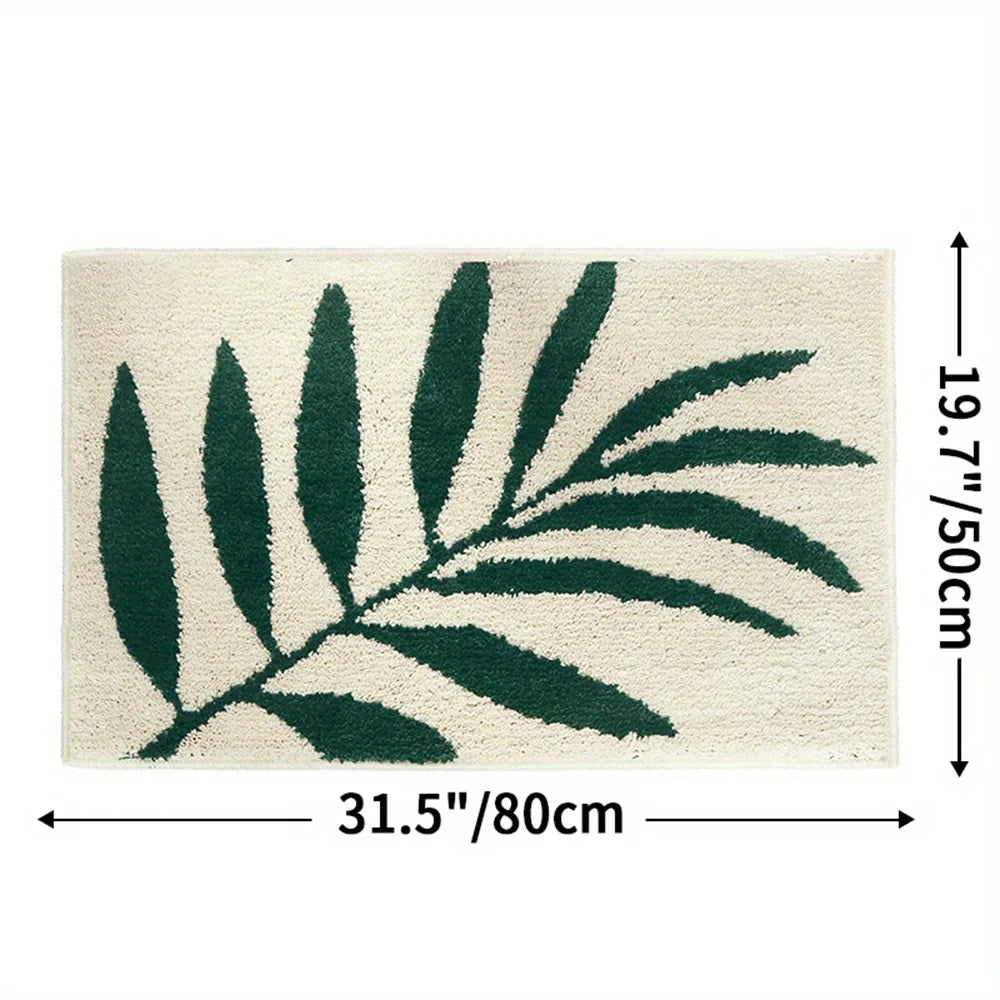 Green Leaf Soft Absorbent Floor Mat Rug