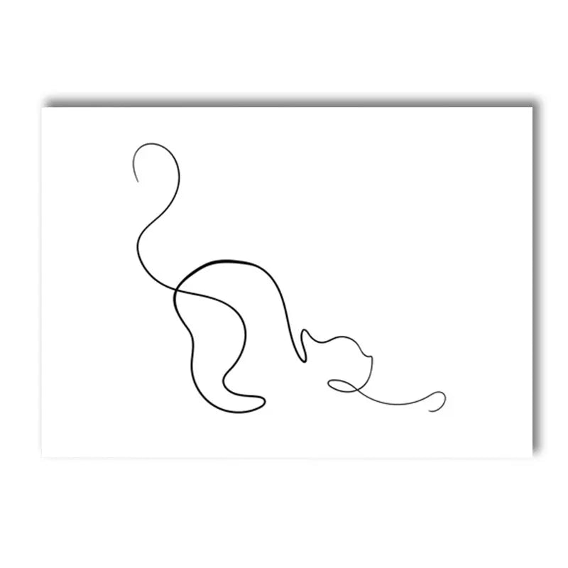 Minimalist Pet Dog Cat Line Art Canvas Poster