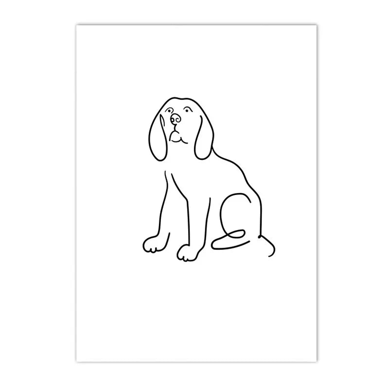 Minimalist Pet Dog Cat Line Art Canvas Poster