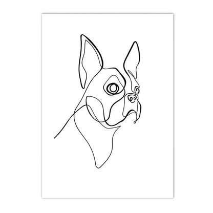 Minimalist Pet Dog Cat Line Art Canvas Poster
