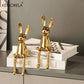 Ceramic Long-Eared Sitting Rabbit Statue Luxury Home Decor Ornament