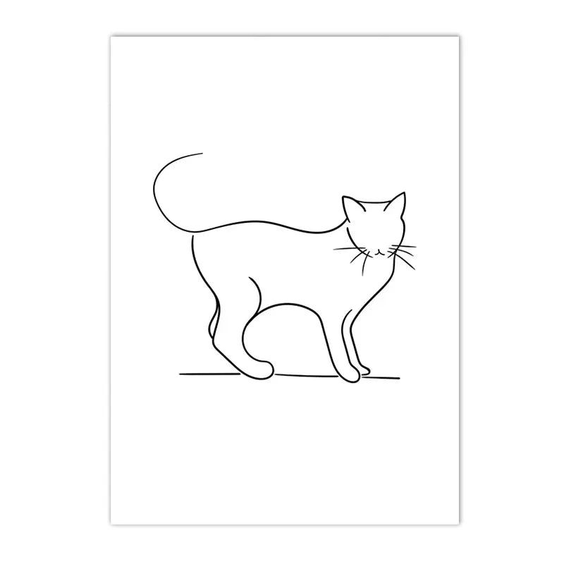 Minimalist Pet Dog Cat Line Art Canvas Poster