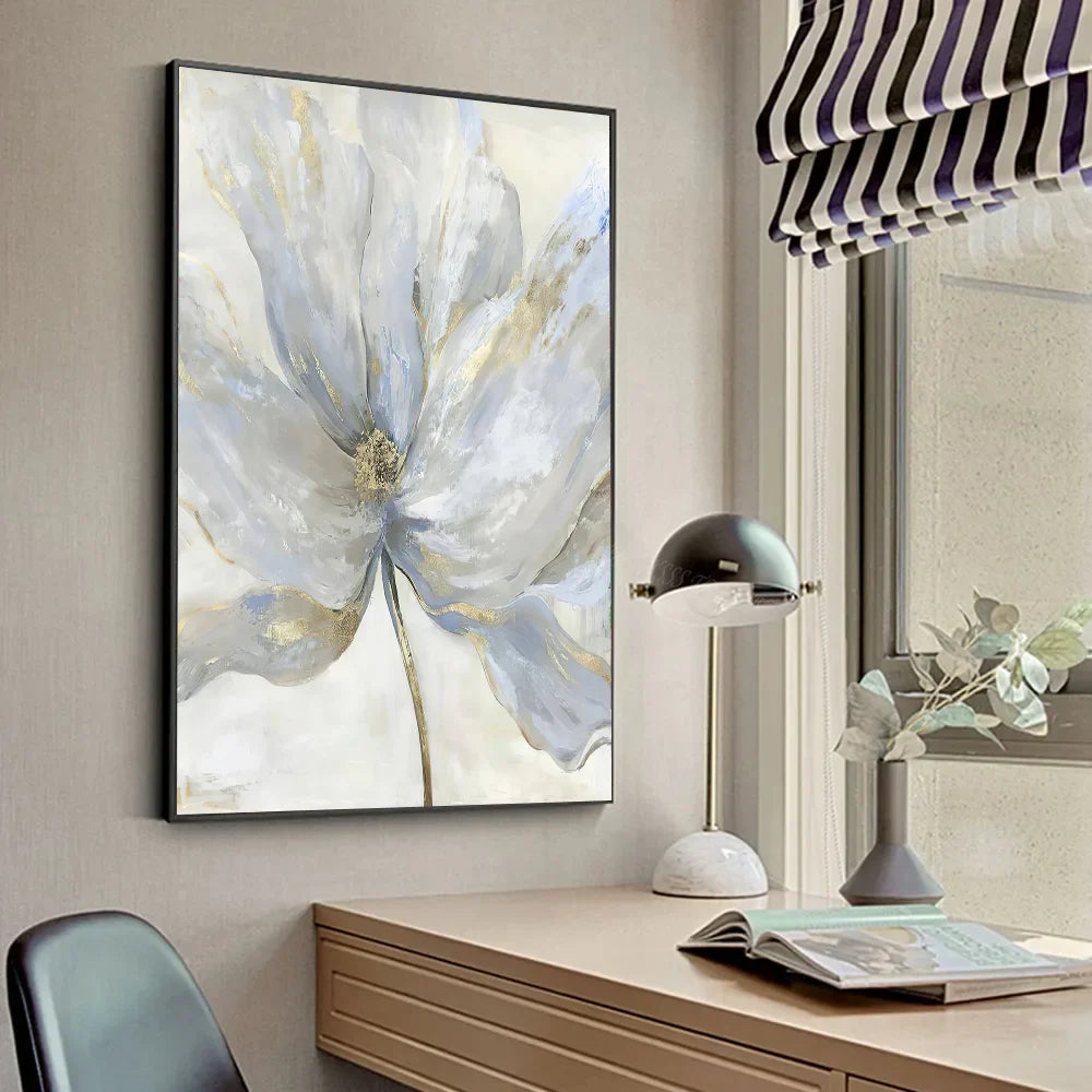 Scandinavian Golden Flower Nordic Art Canvas Poster