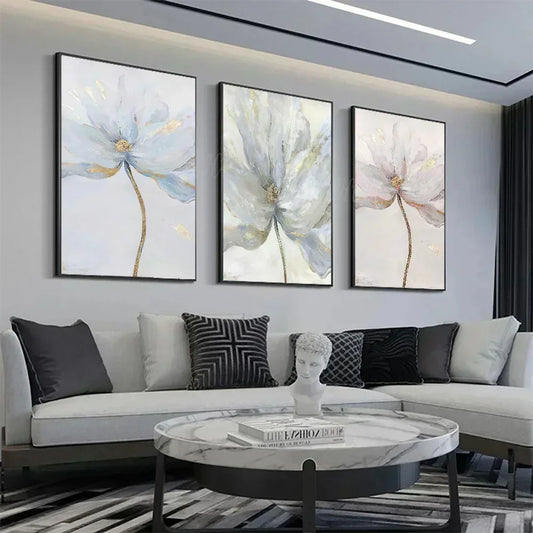 Scandinavian Golden Flower Nordic Art Canvas Poster