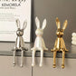 Ceramic Long-Eared Sitting Rabbit Statue Luxury Home Decor Ornament
