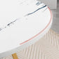 Nordic Round Black Coffee Table with Marble Effect