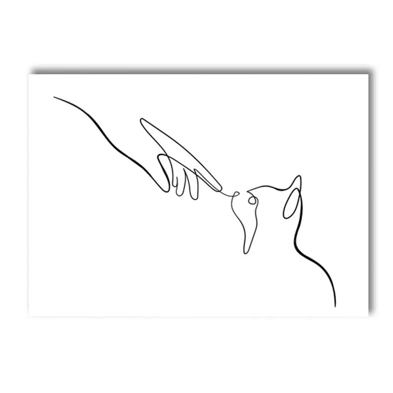 Minimalist Pet Dog Cat Line Art Canvas Poster