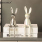 Ceramic Long-Eared Sitting Rabbit Statue Luxury Home Decor Ornament