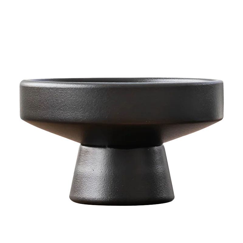 Retro Black Ceramic Vase Plant Pot Tabletop Home Decor Ornament