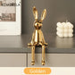 Ceramic Long-Eared Sitting Rabbit Statue Luxury Home Decor Ornament