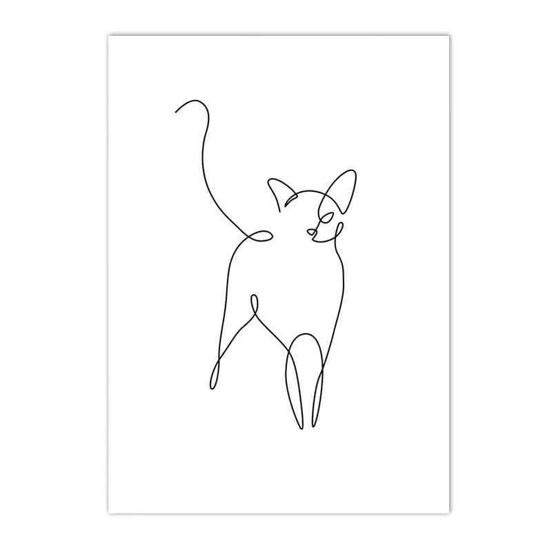 Minimalist Pet Dog Cat Line Art Canvas Poster