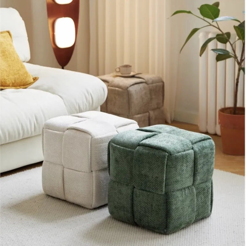 Chenille Woven Bench Stool for Home Seating