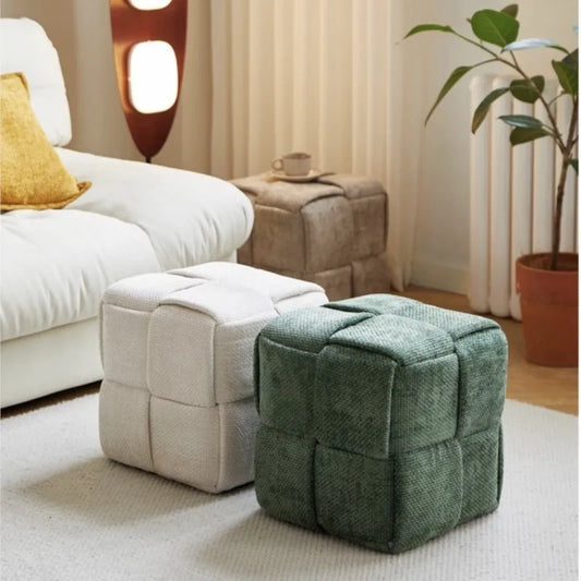 Chenille Woven Bench Stool for Home Seating
