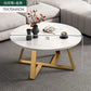 Nordic Round Black Coffee Table with Marble Effect