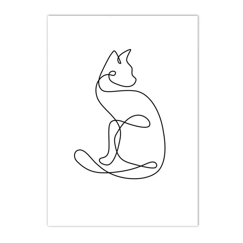 Minimalist Pet Dog Cat Line Art Canvas Poster