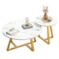 Nordic Round Black Coffee Table with Marble Effect