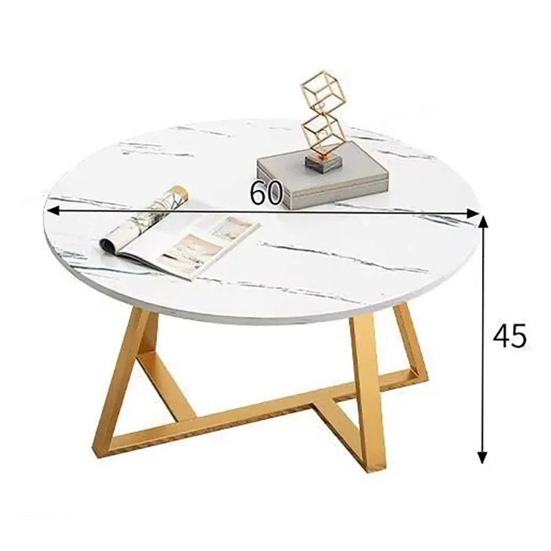 Nordic Round Black Coffee Table with Marble Effect