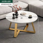 Nordic Round Black Coffee Table with Marble Effect