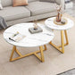 Nordic Round Black Coffee Table with Marble Effect