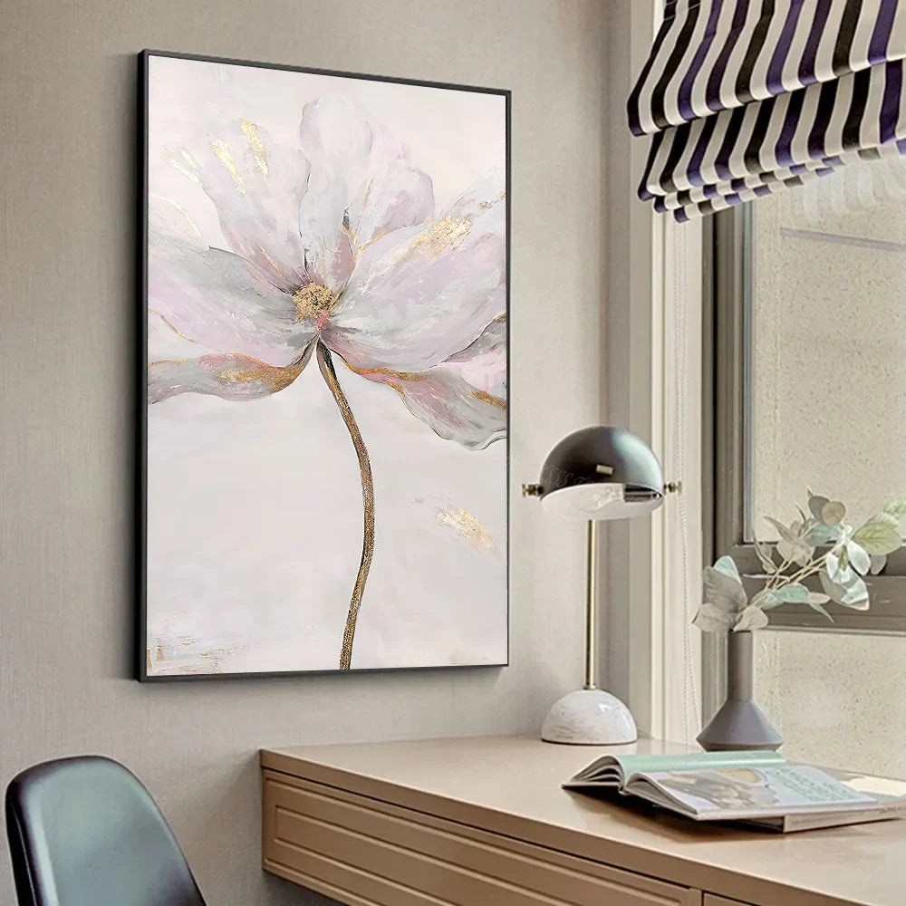 Scandinavian Golden Flower Nordic Art Canvas Poster