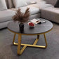 Nordic Round Black Coffee Table with Marble Effect