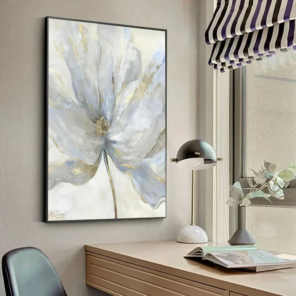 Scandinavian Golden Flower Nordic Art Canvas Poster