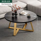 Nordic Round Black Coffee Table with Marble Effect