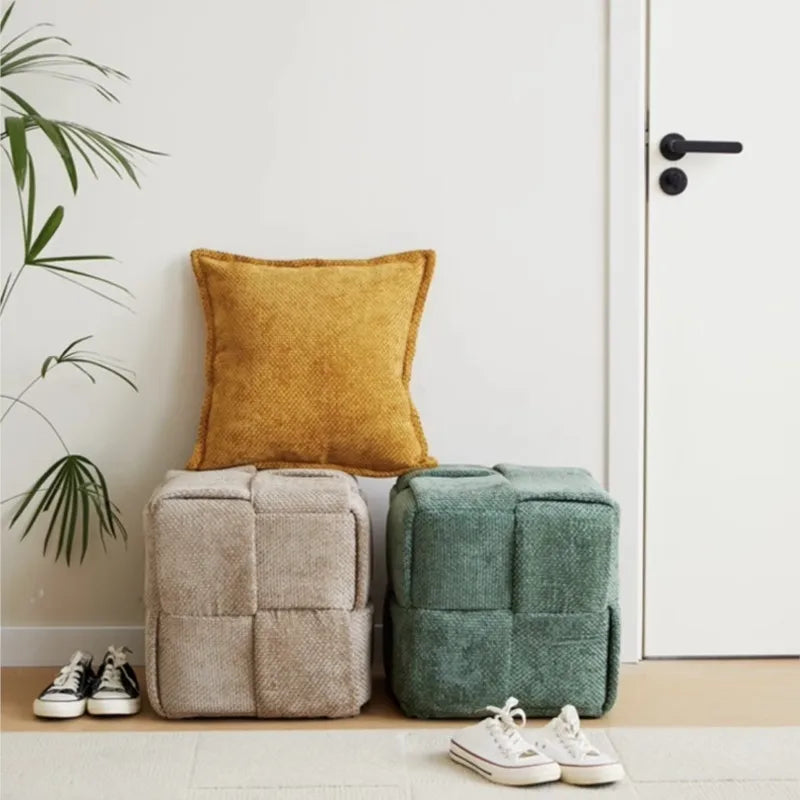 Chenille Woven Bench Stool for Home Seating