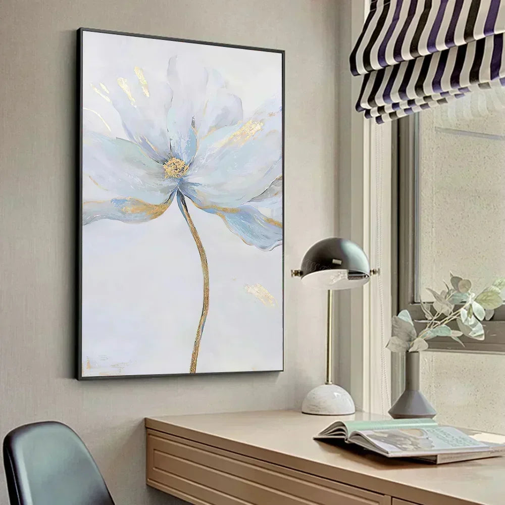 Scandinavian Golden Flower Nordic Art Canvas Poster