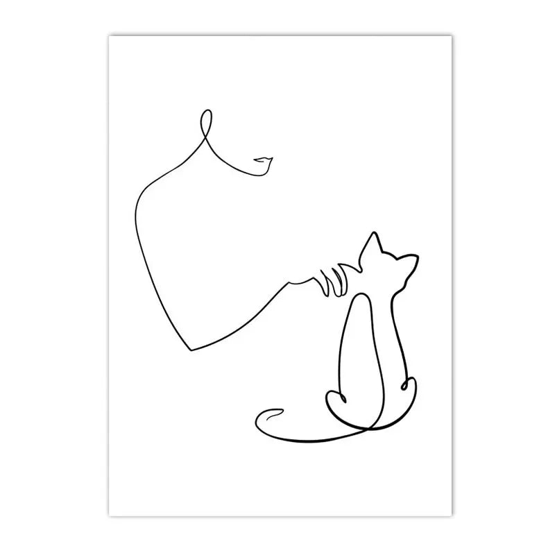 Minimalist Pet Dog Cat Line Art Canvas Poster