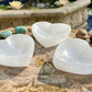 Selenite Satin Spar Crystal Heart Bowl Carved Decorative Home Accent