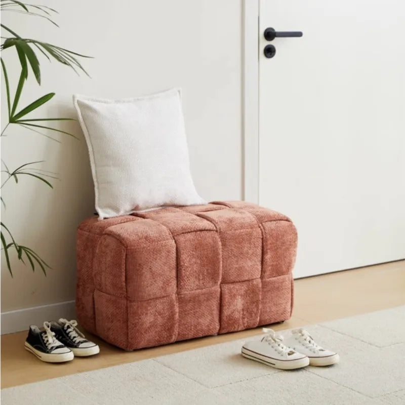 Chenille Woven Bench Stool for Home Seating