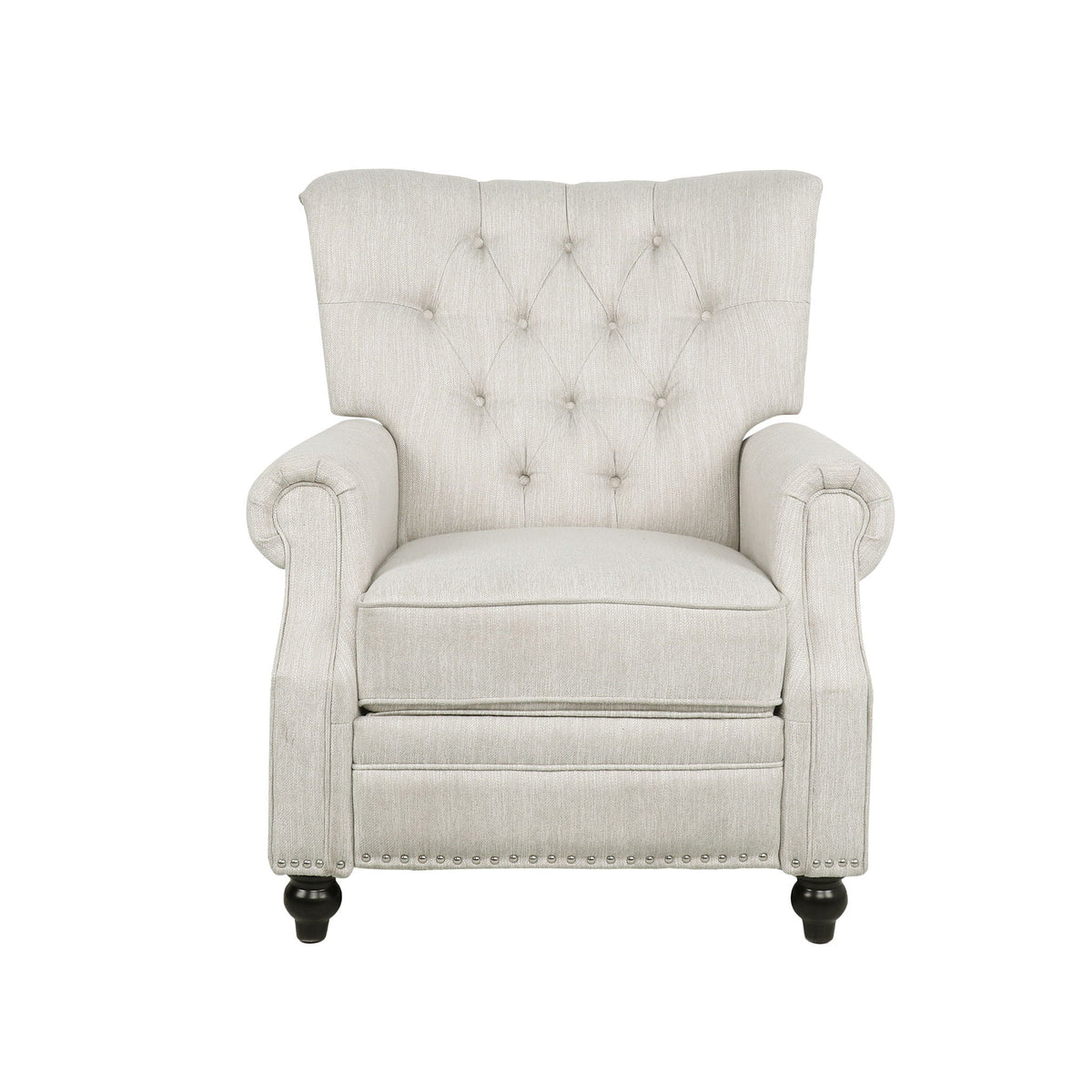 Welch Contemporary Tufted Pushback Recliner with Nailhead Trim - Beige or Light Brown
