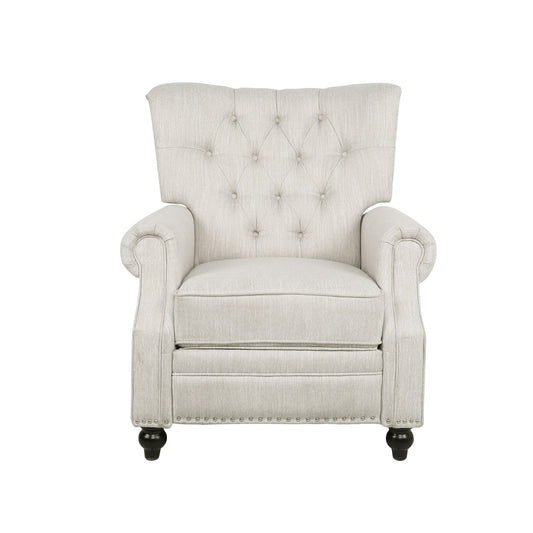 Welch Contemporary Tufted Pushback Recliner with Nailhead Trim - Beige or Light Brown