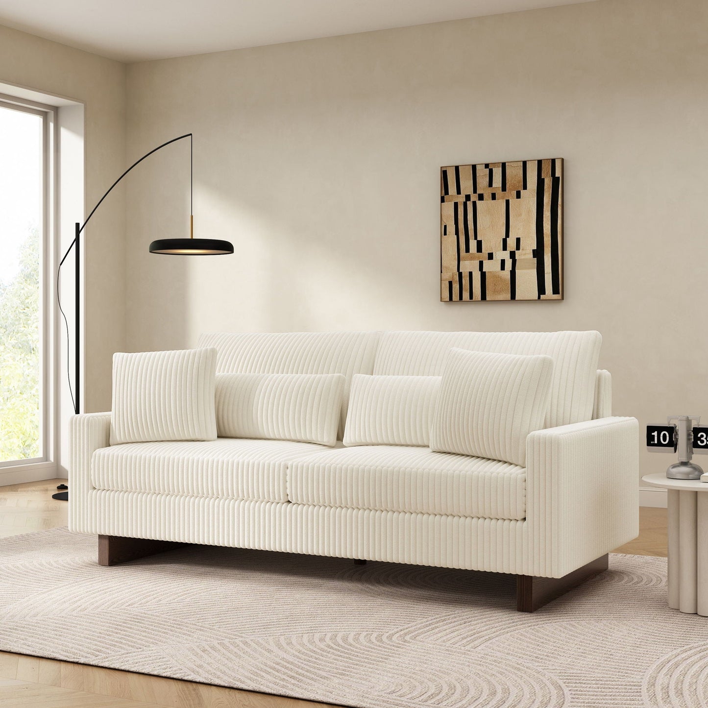 Modern Loveseat Sofa with Four Decorative Pillows Included