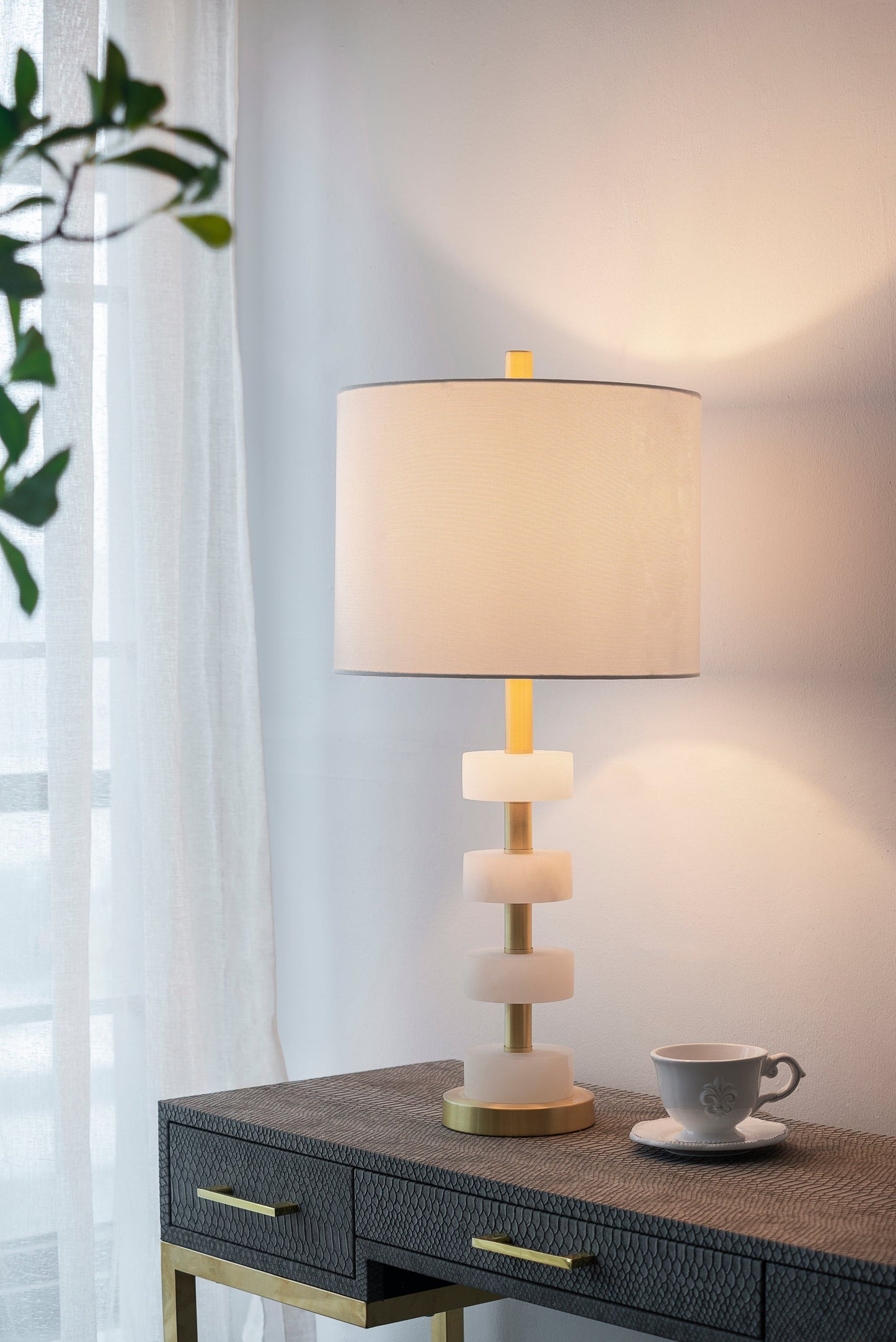 13x13x26 Marble Table Lamp for Modern Interiors