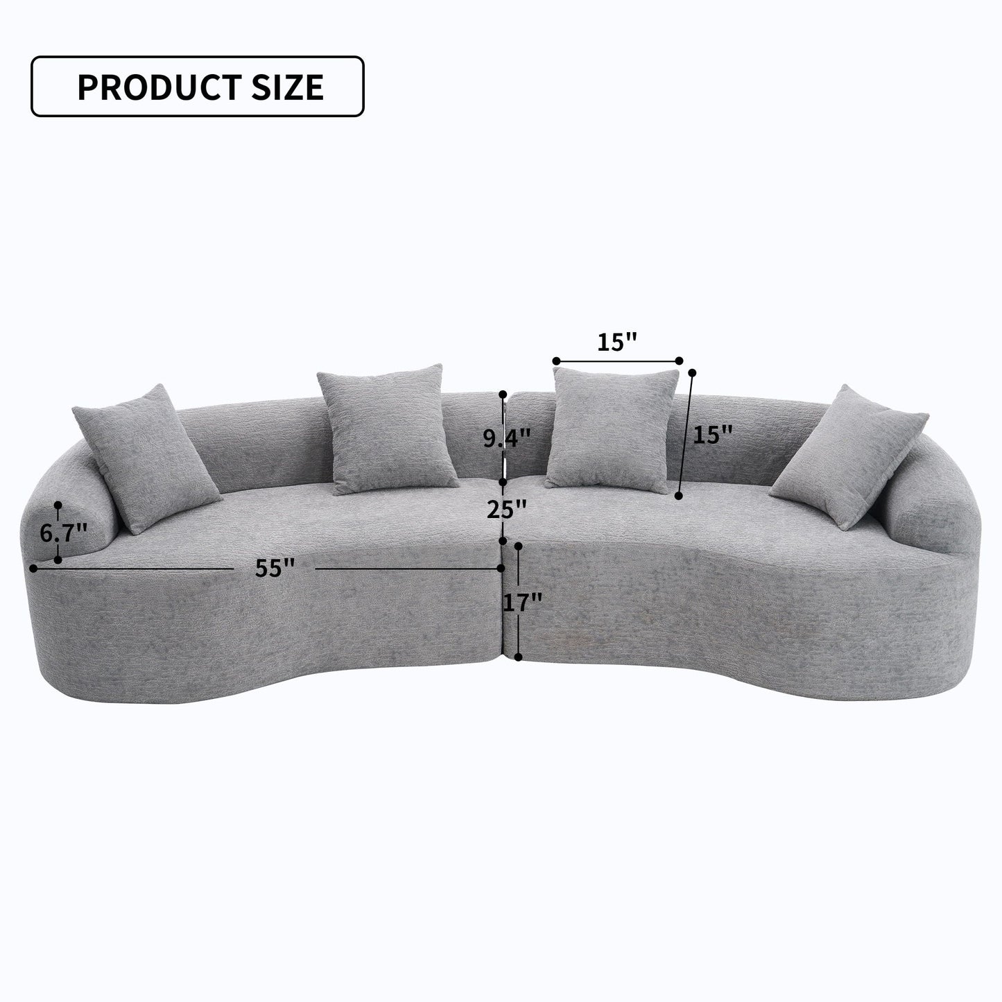 4-Seater Fabric Sofa with Sponge Cushions and Pillows