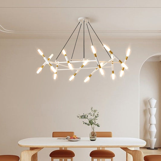 41-Inch White Gold Modern Chandelier Light Fixture