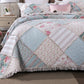 DaDa Bedding Hint of Mint Pastel Cotton Patchwork Quilt Set