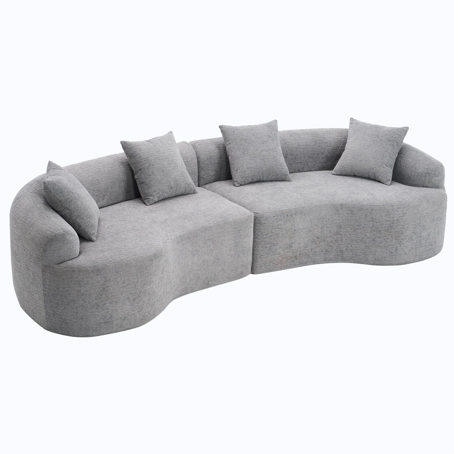 4-Seater Fabric Sofa with Sponge Cushions and Pillows