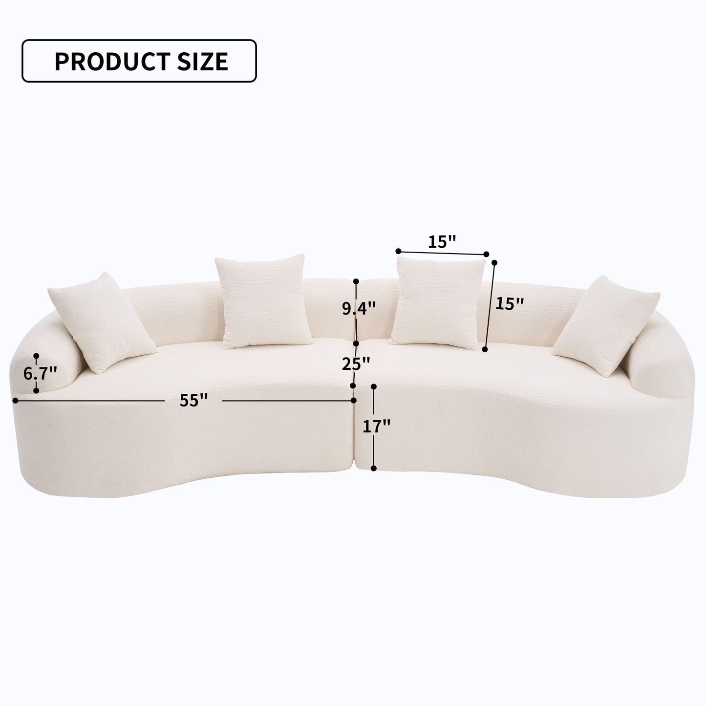 4-Seater Fabric Sofa with Sponge Cushions and Pillows
