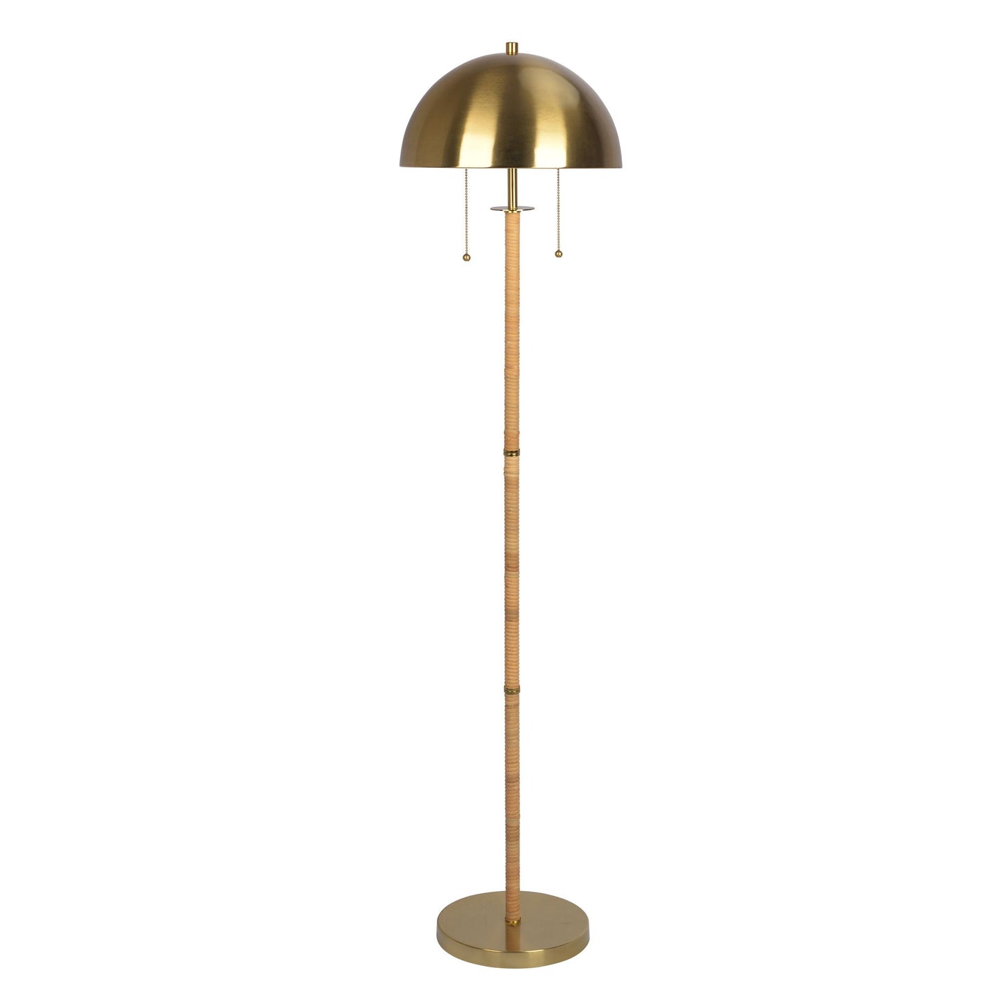 Allure 2-Light Gold Rattan Floor Lamp with Chains