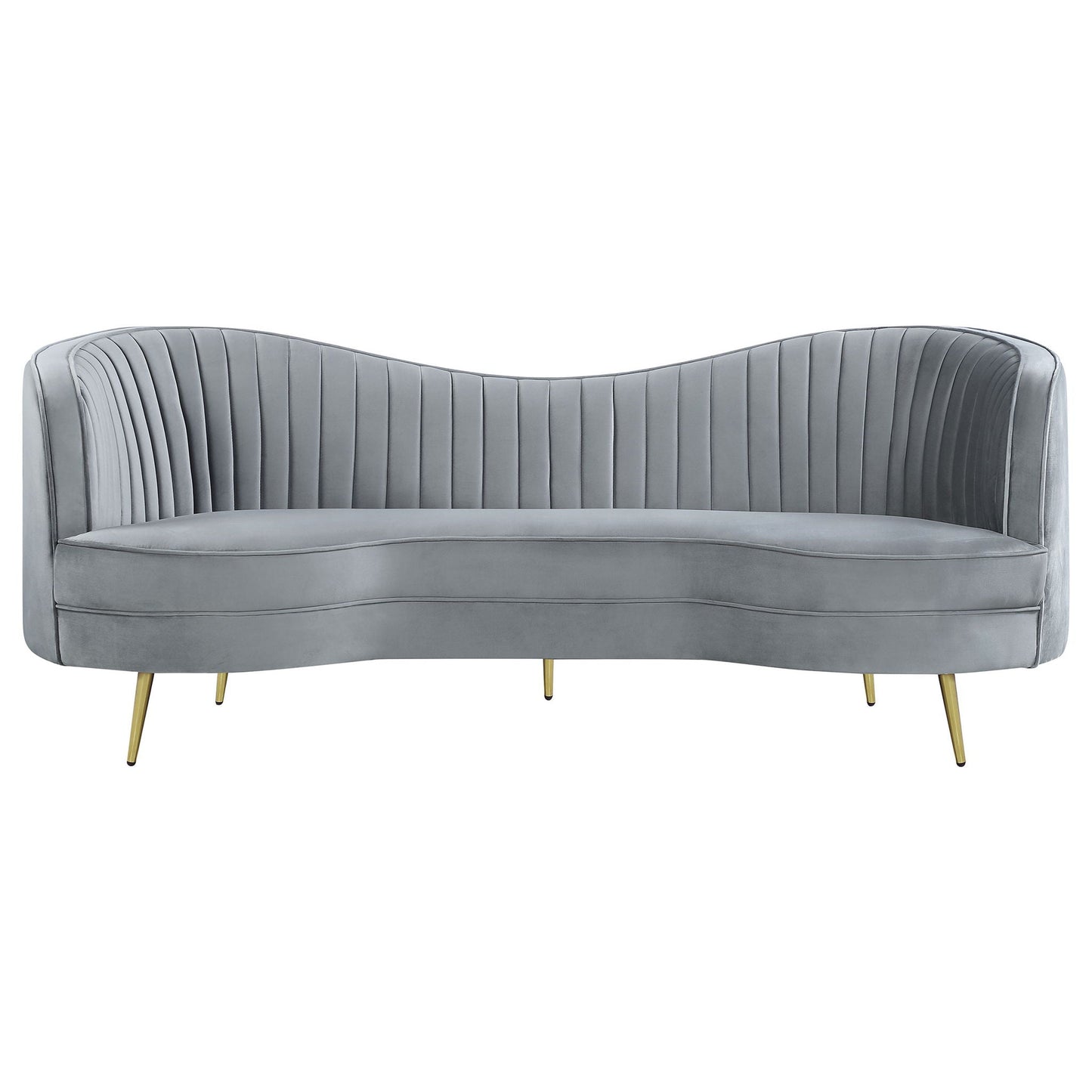 Reigha Gray Upholstered Sofa with Channel Tufted Backrest