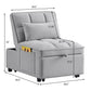 4 in 1 Multi-Function Single Sofa Bed with Storage Pockets Gray