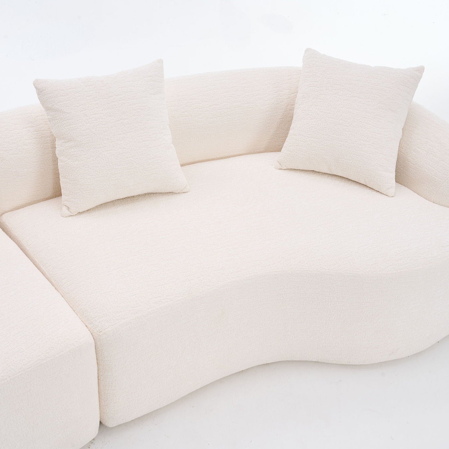 4-Seater Fabric Sofa with Sponge Cushions and Pillows